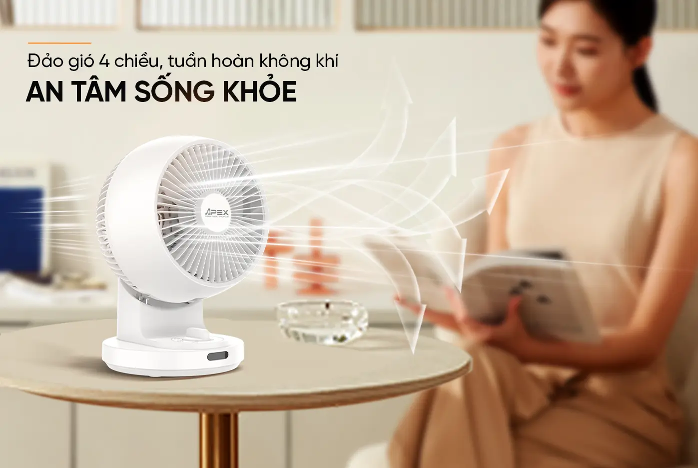 Quạt mini SUNHOUSE APF7310W đảo gió 4 chiều