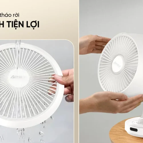 Lồng quạt tháo rời của quạt mini SUNHOUSE APF7310W 22W đang được vệ sinh
