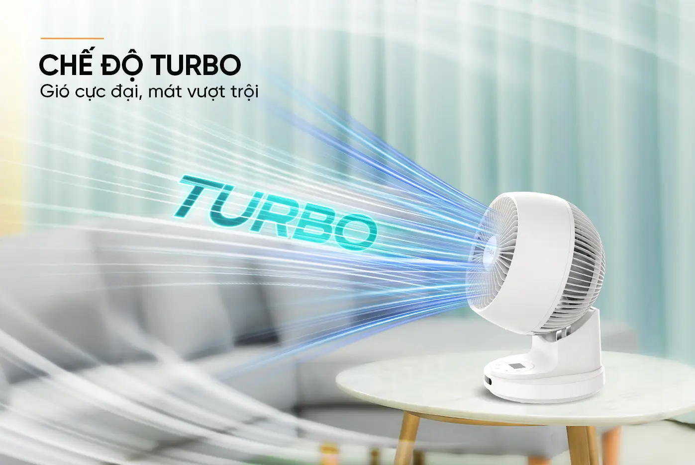 Quạt mini SUNHOUSE APF7316W chế độ Turbo tạo luồng gió mạnh