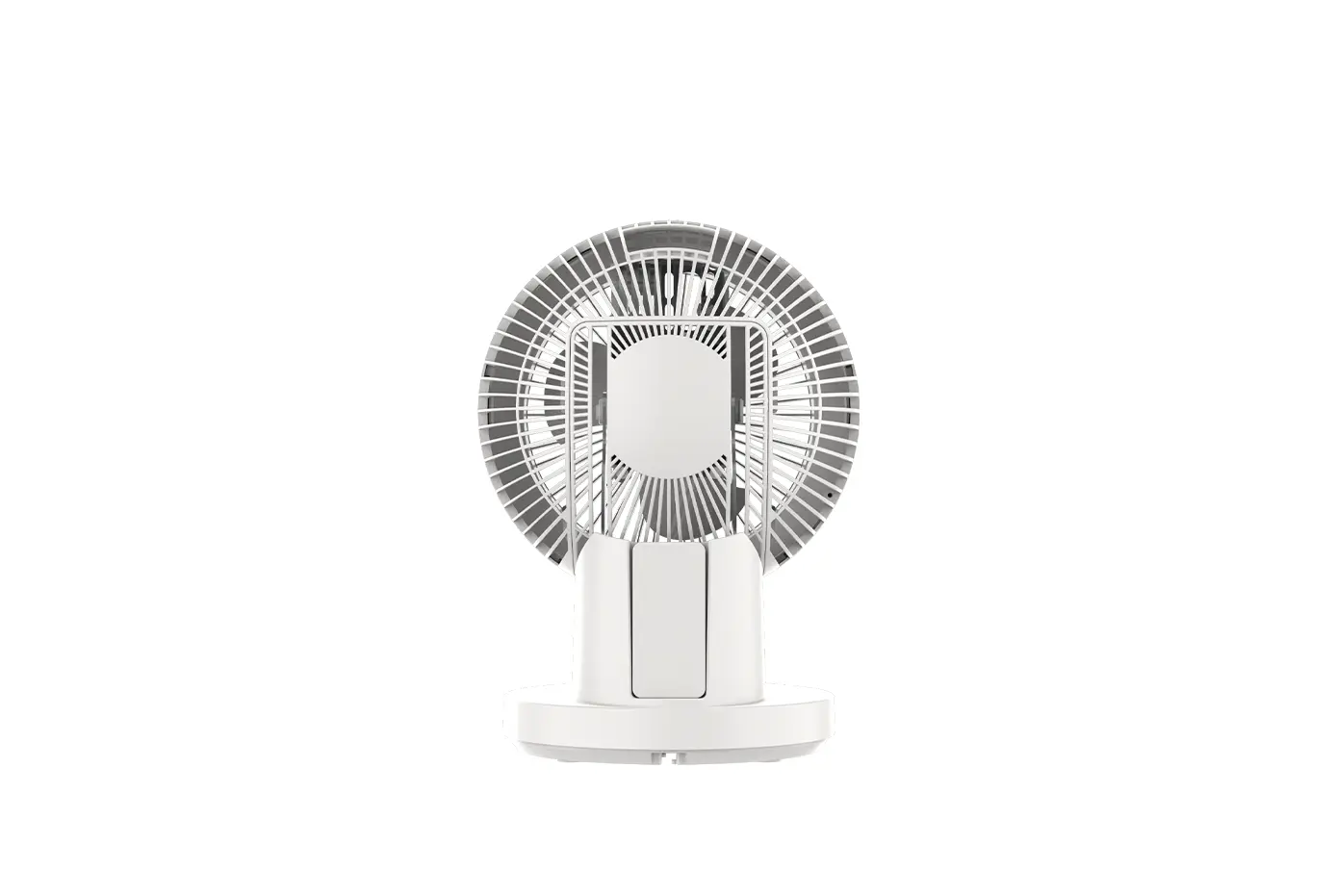 Mặt sau quạt mini SUNHOUSE APF7316W 18W với lồng quạt và thân đế trắng