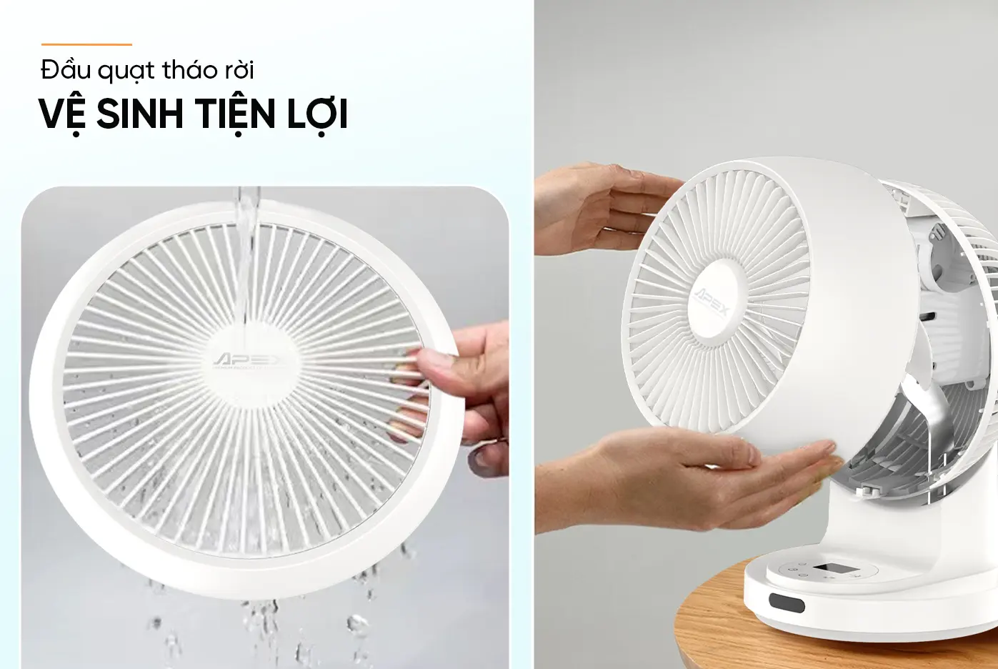 Quạt mini SUNHOUSE APF7316W 18W với lồng quạt trước tháo rời tiện vệ sinh