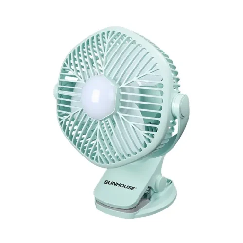 Quạt sạc mini SUNHOUSE SHD7111 10W màu xanh ngọc kẹp bàn