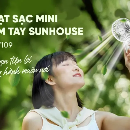 Quạt sạc mini SUNHOUSE SHD7109 5W cầm tay ngoài trời
