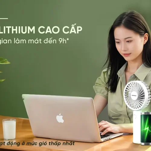 Quạt sạc SUNHOUSE SHD7109 5W mini sử dụng pin lithium, làm mát đến 9 giờ