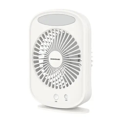 Quạt sạc SUNHOUSE SHD7110 mini 7W màu trắng nhìn chính diện