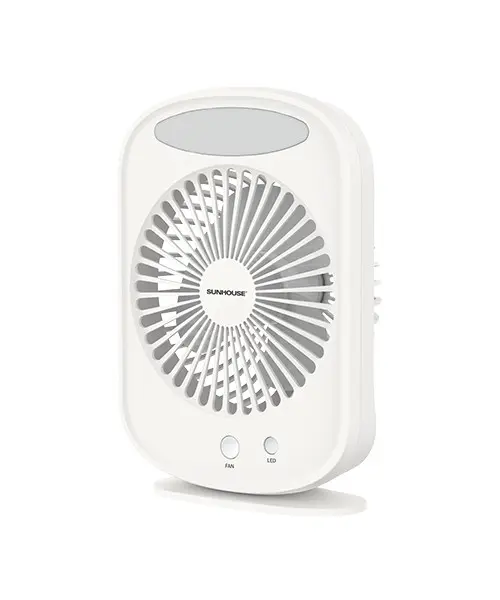 Quạt sạc SUNHOUSE SHD7110 mini 7W màu trắng nhìn chính diện