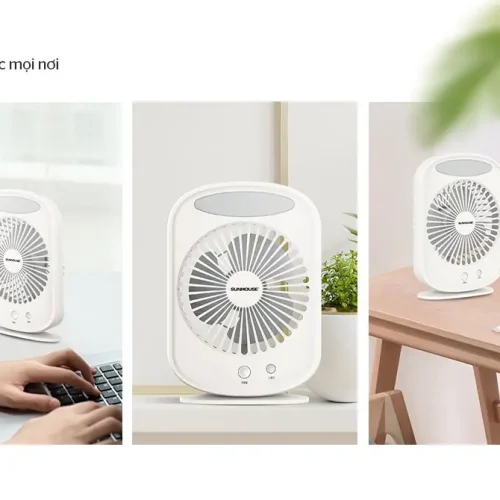 Quạt sạc SUNHOUSE SHD7110 nhỏ gọn sử dụng trên bàn làm việc