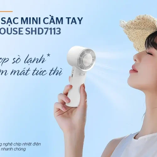 Quạt sạc mini cầm tay SUNHOUSE SHD7113 tích hợp sò lạnh làm mát
