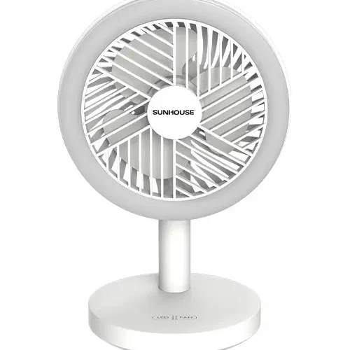Quạt sạc mini SUNHOUSE SHD7114 12W màu trắng chính diện