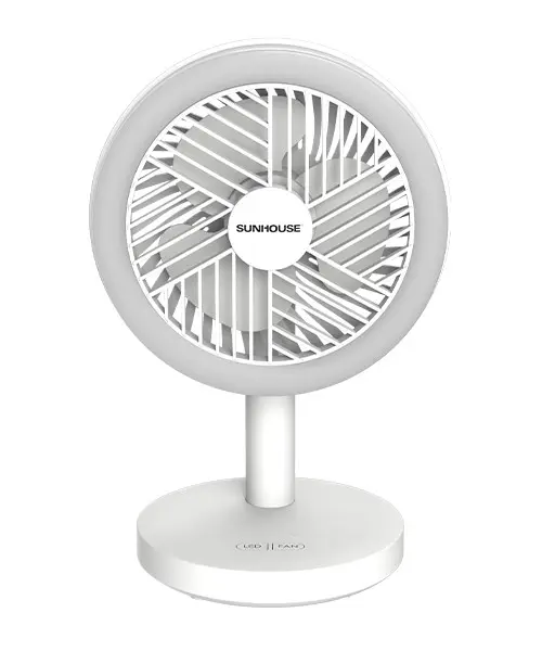 Quạt sạc mini SUNHOUSE SHD7114 12W màu trắng chính diện