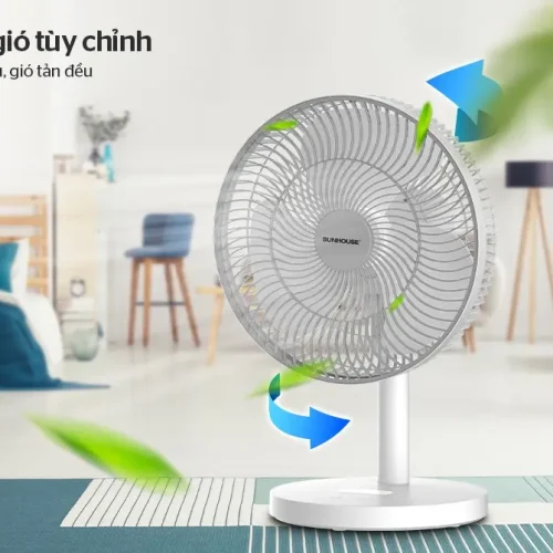 Quạt sạc SUNHOUSE SHD7115 15W quay đảo chiều với 3 tốc độ gió tùy chỉnh