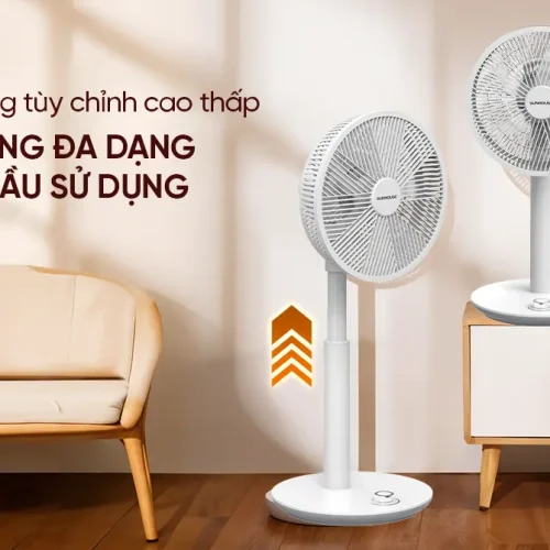 Quạt sạc SUNHOUSE SHD7221 15W điều chỉnh độ cao linh hoạt