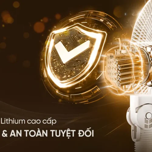 Pin sạc lithium cao cấp của quạt sạc SUNHOUSE SHD7221 15W
