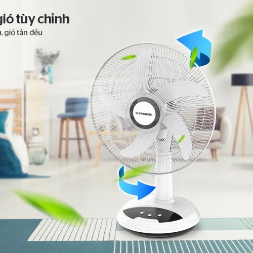 Quạt sạc SUNHOUSE SHD7223 24W với 3 tốc độ gió tùy chỉnh
