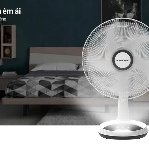 Quạt sạc SUNHOUSE SHD7223 24W vận hành êm ái trong phòng ngủ