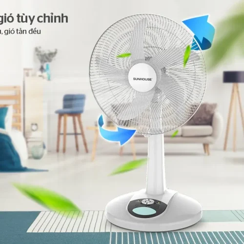 Quạt sạc SUNHOUSE SHD7228 24W với 9 tốc độ gió tùy chỉnh