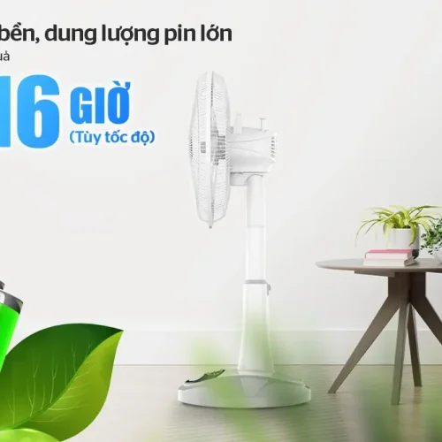 Quạt sạc SUNHOUSE SHD7228 24W nghiêng bên với thời gian sử dụng pin 5 đến 16 giờ