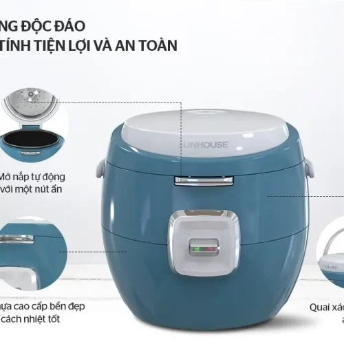 Thiết kế nắp mở tự động và quai xách của nồi cơm điện SUNHOUSE SHD8662