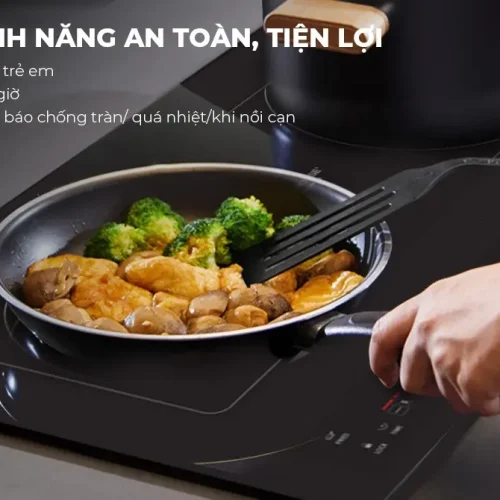 Tính năng an toàn trên bếp điện từ đôi SUNHOUSE SHB23-HG khi nấu ăn