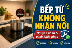 Bếp từ không nhận nồi: nguyên nhân và cách khắc phục an toàn tại nhà
