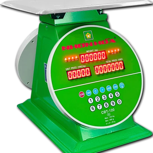 Cân điện tử Nhơn Hòa 120Kg mặt hiển thị và bàn cân inox