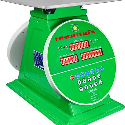 Cân điện tử Nhơn Hòa 60Kg mặt hiển thị và bàn cân inox