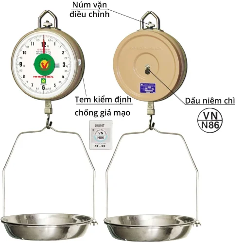Cân treo Nhơn Hòa 12kg kèm đĩa inox mặt trước và mặt sau