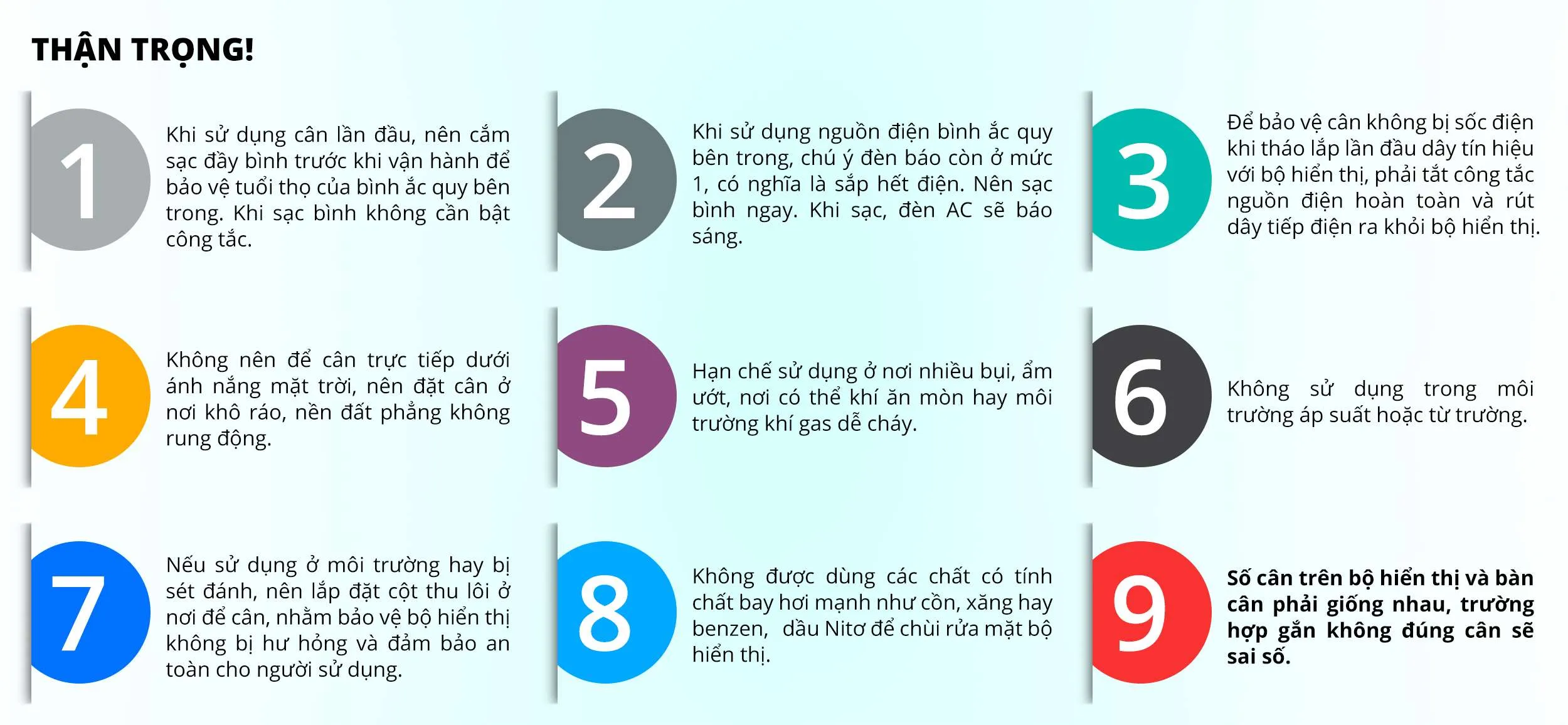 lưu ý khi sử dụng cân bàn điện tử