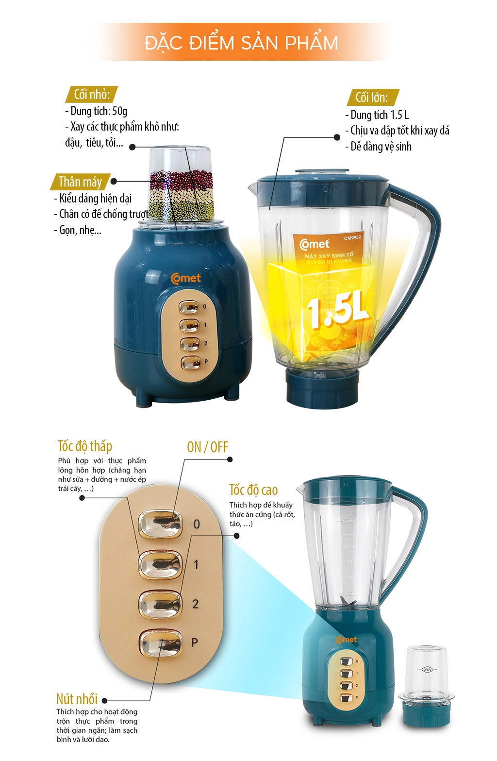 Máy xay sinh tố Comet CM9952