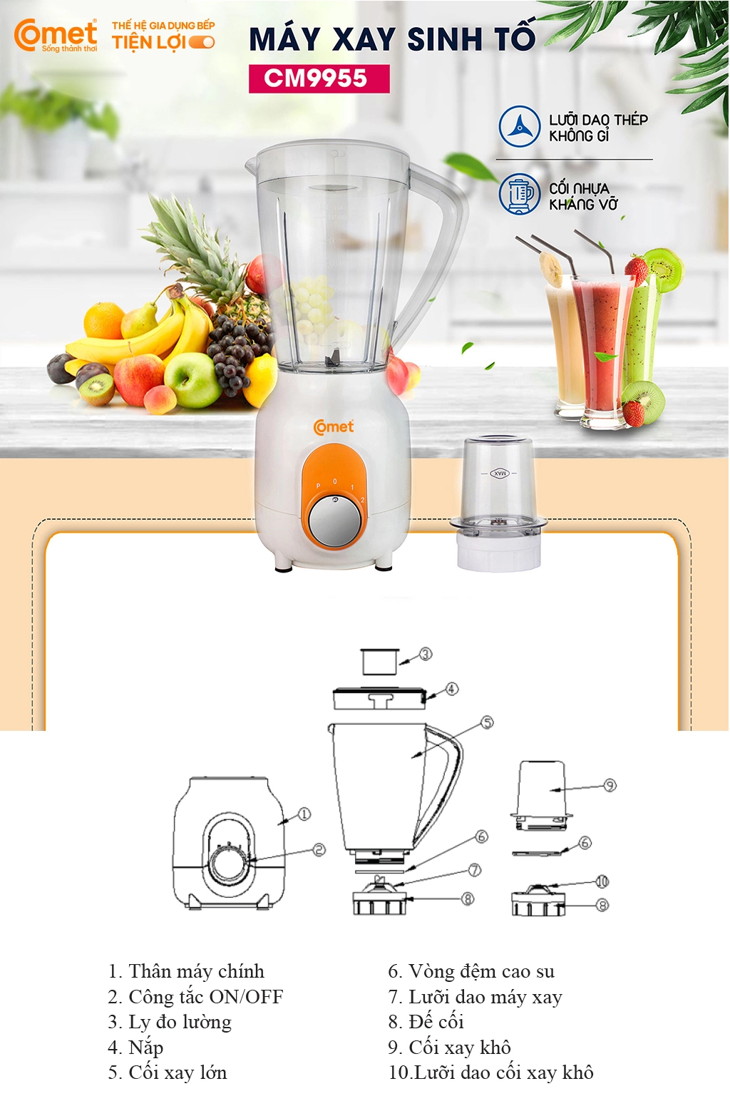 Máy xay sinh tố Comet CM9955