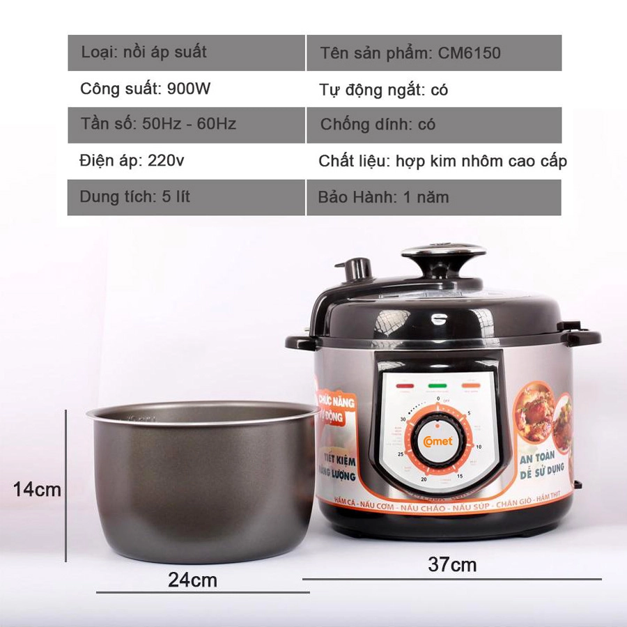 Nồi áp suất điện Comet CM6150