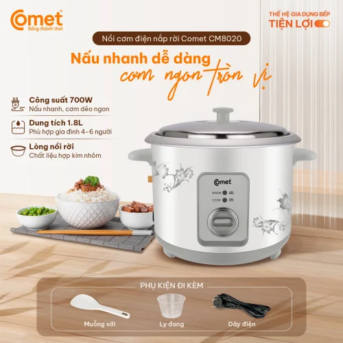 Nồi cơm điện Comet CM8020 nắp rời