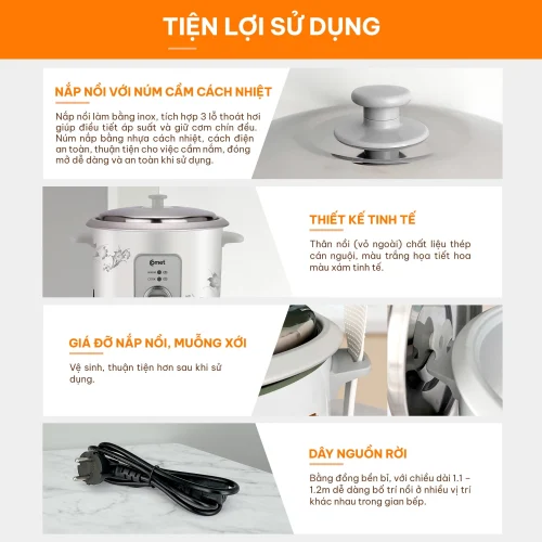 Nồi cơm điện Comet CM8020 nắp rời