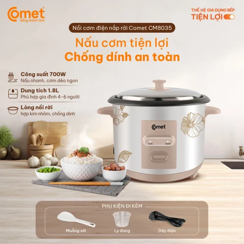 Nồi cơm điện Comet CM8035 nắp rời