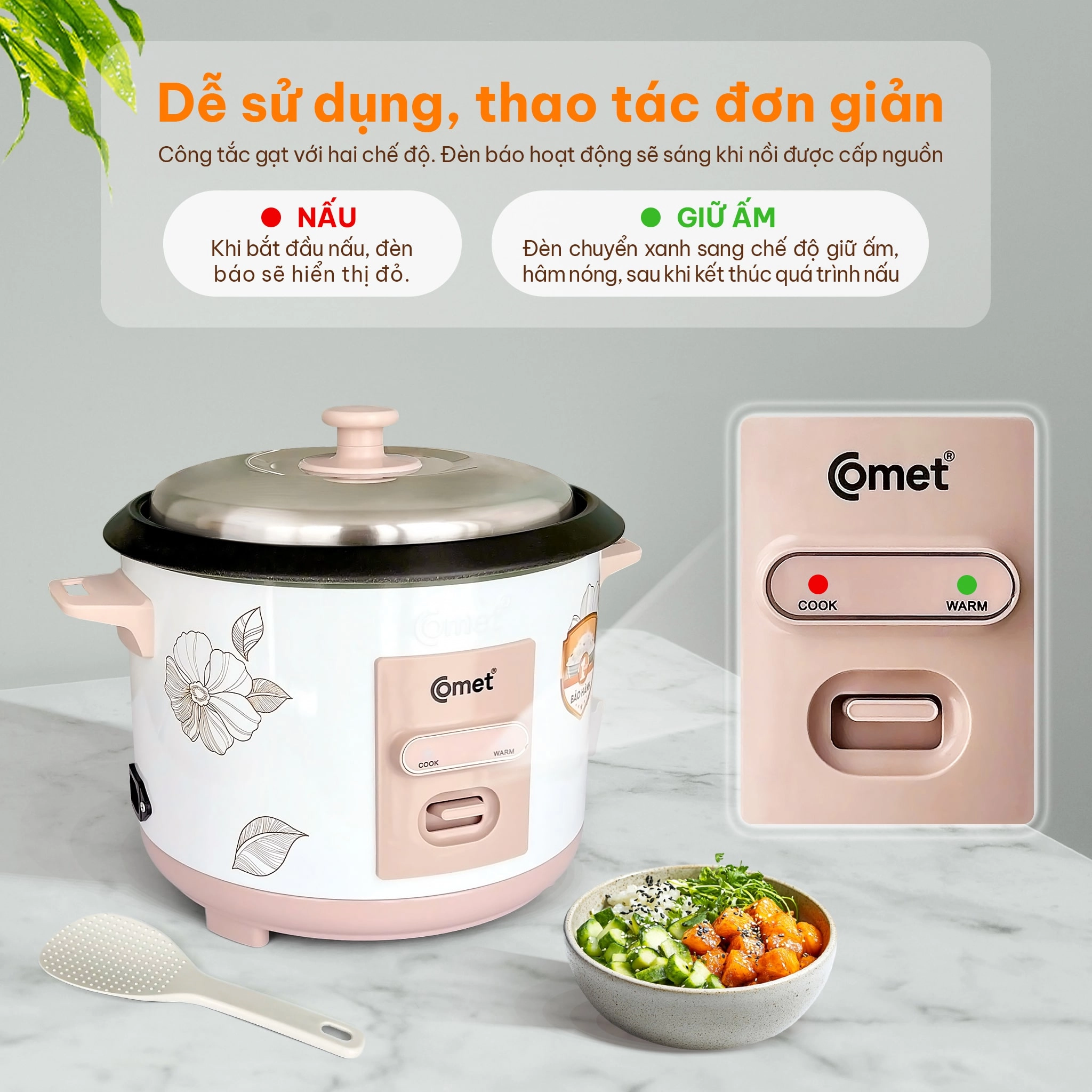 Nồi cơm điện Comet CM8035 nắp rời