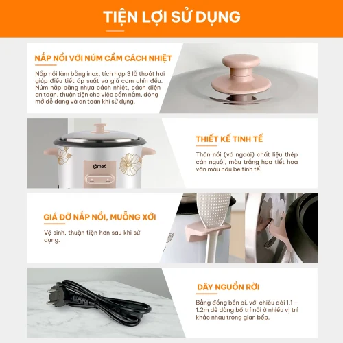 Nồi cơm điện Comet CM8035 nắp rời
