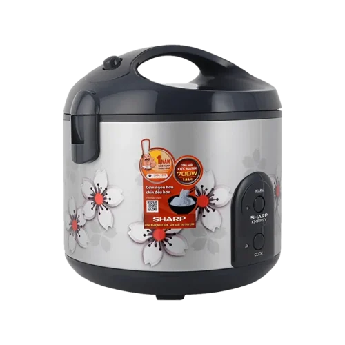 Nồi cơm điện SHARP 2.2 lít KS-R231STVSS mặt trước họa tiết hoa