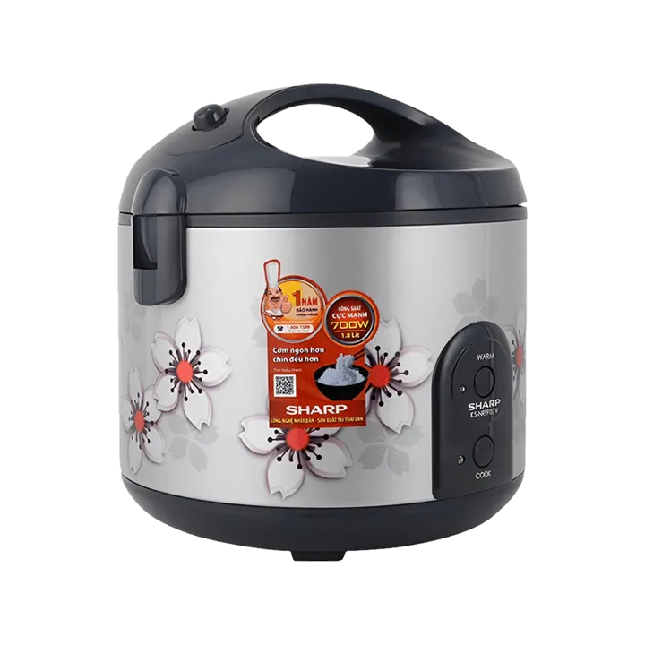 Nồi cơm điện SHARP 2.2 lít KS-R231STVSS mặt trước họa tiết hoa