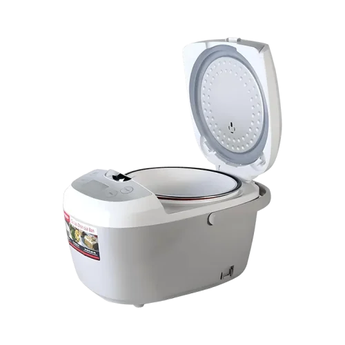 Nồi cơm điện tử SHARP 1.8 lít KS-COM180EV-GY mở nắp góc chính diện chếch trái