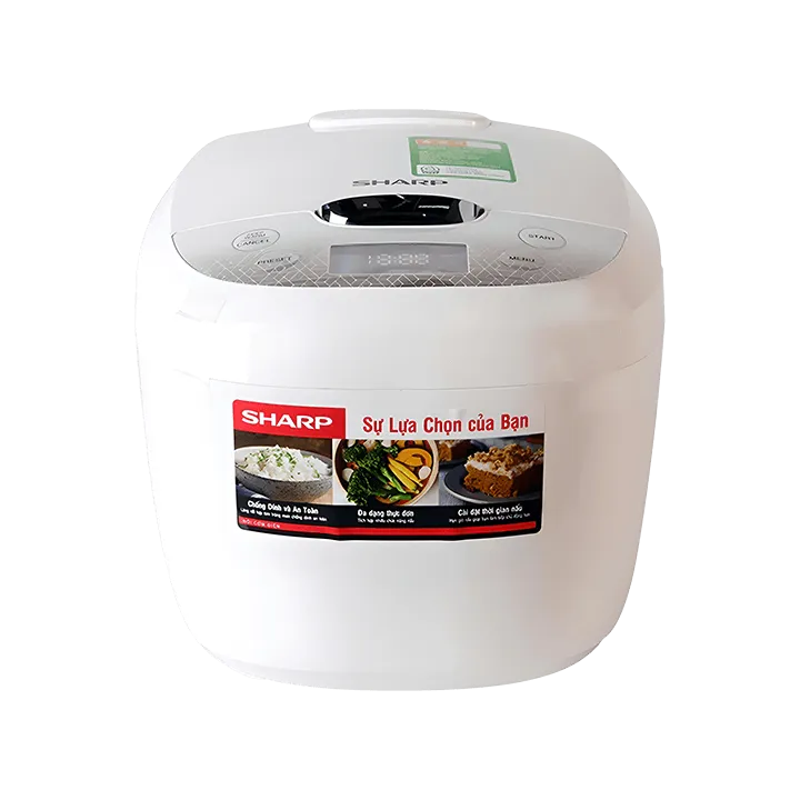 Nồi cơm điện tử Sharp 1.8 lít KSCOM186EVGL góc chính diện