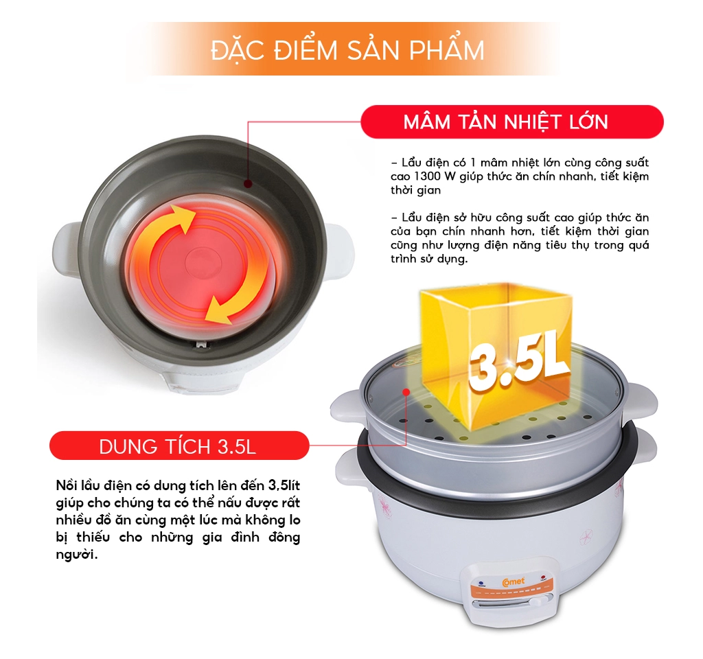 Nồi lẩu điện Comet CM7732