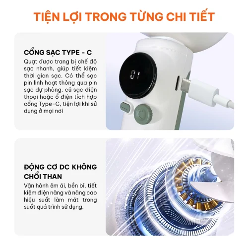 Quạt sạc Comet CRF1202
